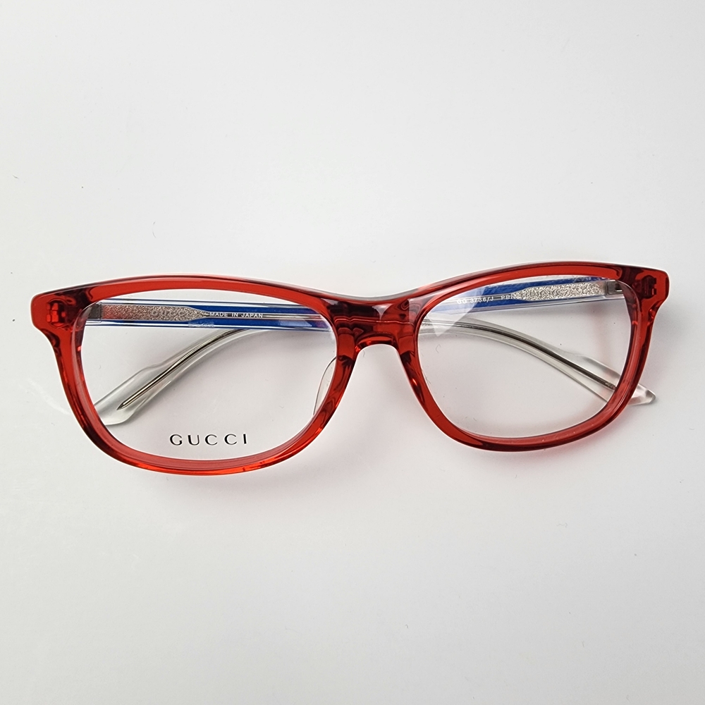 GUCCI Red Transparent Cat-Eye Eyeglasses